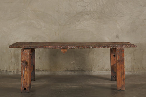 RUSTIC WORK TABLE WITH VICE